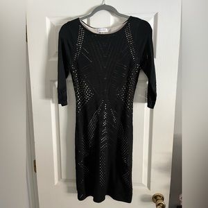 Calvin Klein perforated dress, black with nude lining. Petite medium